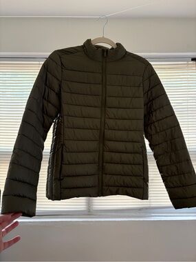 Olive Green Quilted Puffer Jacket Size S